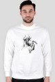 Bluza męska biała z nadrukiem byka