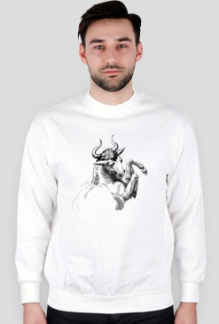 Bluza męska biała z nadrukiem byka