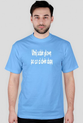 Koszulka męska niebieska humorystyczna,okazjonalna z napisem