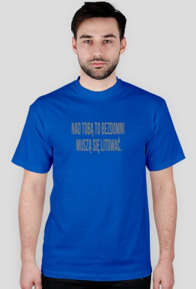 Koszulka męska błękitna, okazjonalna z napisem