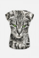 Koszulka damska fullprint Kot z zielonymi oczami