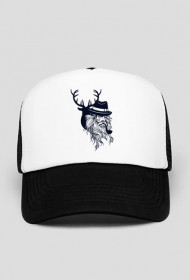 Czapka z daszkiem typu TRUCKER z nadrukiem starszego faceta z brodą palącego fajkę w kapeluszu