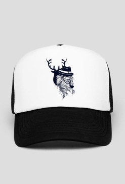 Czapka z daszkiem typu TRUCKER z nadrukiem starszego faceta z brodą palącego fajkę w kapeluszu