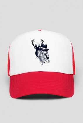 Czapka z daszkiem typu TRUCKER z nadrukiem starszego faceta z brodą palącego fajkę w kapeluszu