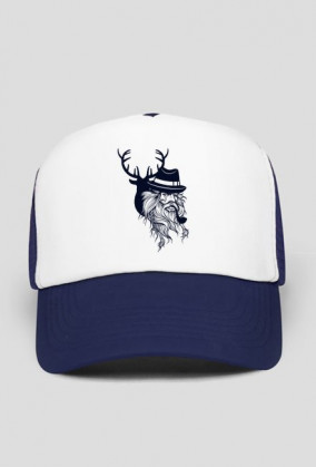 Czapka z daszkiem typu TRUCKER z nadrukiem starszego faceta z brodą palącego fajkę w kapeluszu