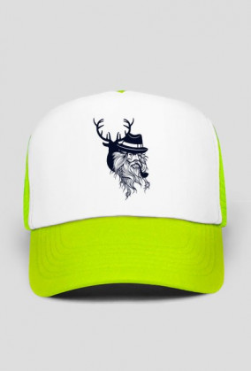 Czapka z daszkiem typu TRUCKER z nadrukiem starszego faceta z brodą palącego fajkę w kapeluszu