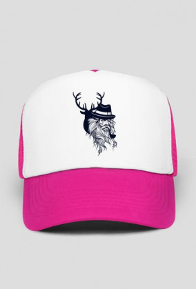 Czapka z daszkiem typu TRUCKER z nadrukiem starszego faceta z brodą palącego fajkę w kapeluszu