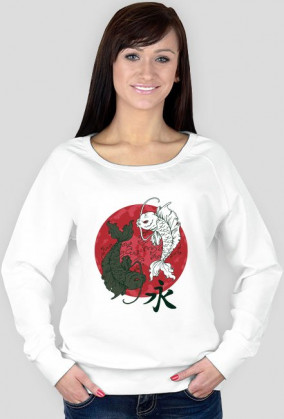 Bluza damska biała z nadrukiem ryb