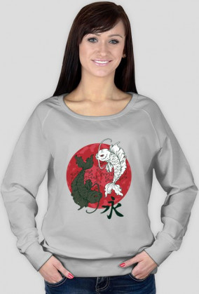 Bluza damska biała z nadrukiem ryb