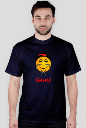 Koszulka męska niebieska z zabawnym nadrukiem szefa kuchni