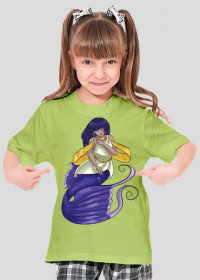 Koszulka dziewczęca zielona z nadrukiem syreny