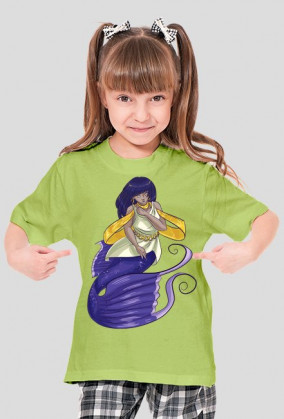 Koszulka dziewczęca zielona z nadrukiem syreny