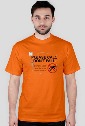 Koszulka męska biała z napisem "PLEASE CALL DON'T FALL"