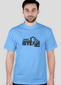 Koszulka męska błękitna z napisem "STEAM"