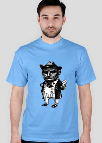 Koszulka męska błękitna z nadrukiem gangstera