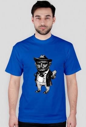 Koszulka męska błękitna z nadrukiem gangstera