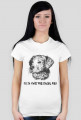 Koszulka damska biała z nadrukiem psa oraz napisem "TO JA TWÓJ PRZYJACIEL PIES"
