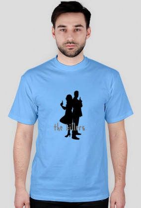 Koszulka męska błękitna z napisem oraz  nadrukiem kilerów