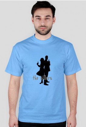 Koszulka męska błękitna z napisem oraz  nadrukiem kilerów