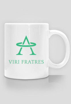Kubek z logo Viri Fratres i napisem