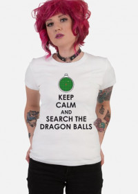 Dragon Ball KEEP CALM AND SEARCH THE DRAGON BALLS - T-shirt damski biały