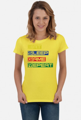 Eat, sleep, game, repeat-_koszulka damska