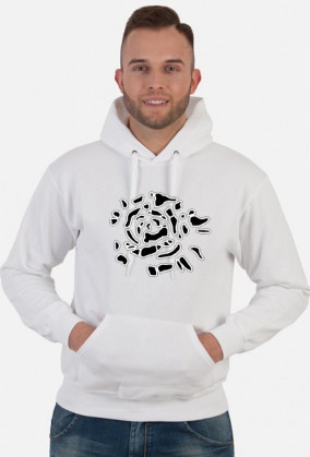 Bluza z kapturem Róża czarno-biała