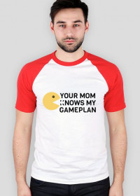 "Your Mom Knows My Gameplan" t-shirt red sleeves