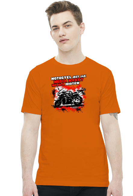 Motocykl jest jak media markt, nie dla idiotów - Męska koszulka motocyklowa