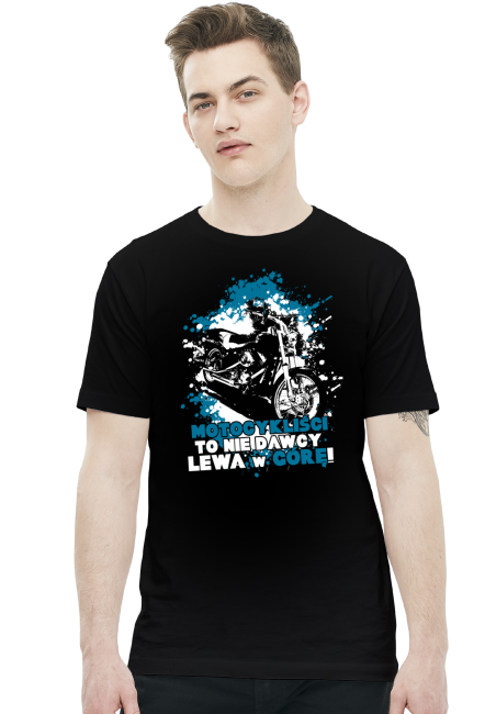 Motocykliści to nie dawcy - Lewa w Górę! - Męska koszulka motocyklowa