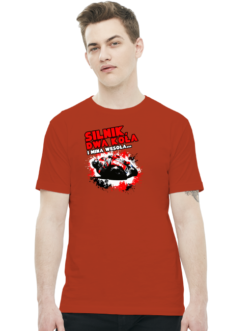 Silnik, dwa koła i mina wesoła - Męska koszulka motocyklowa