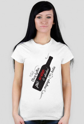 Chce tylko pić wino i głaskać mojego kota - koszulka