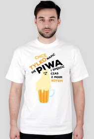 Chce tylko napić się piwa i spędzić czas z moim kotem - koszulka