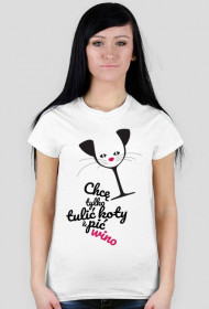 Chce tylko tulić koty i pić wino - koszulka