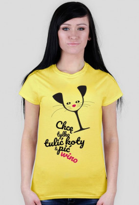 Chce tylko tulić koty i pić wino - koszulka