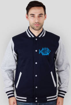 Varsity jacket z nadrukiem - blue fish