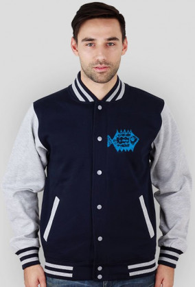 Varsity jacket z nadrukiem - blue fish
