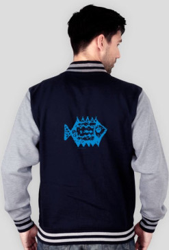 Varsity jacket z nadrukiem - blue fish