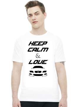 Keep Calm and Love BMW - E46 (koszulka męska) ciemna grafika