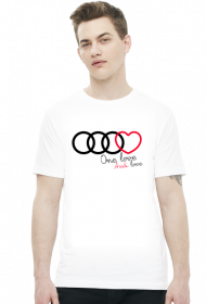 'One love Audi love' biała koszulka męska