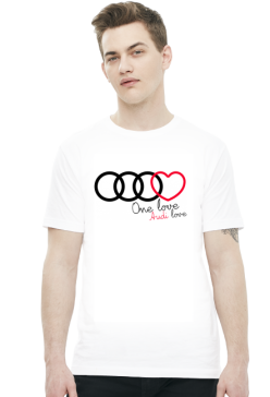 'One love Audi love' biała koszulka męska