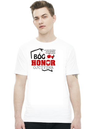 Koszulka męska biała "Bóg Honor Ojczyzna"