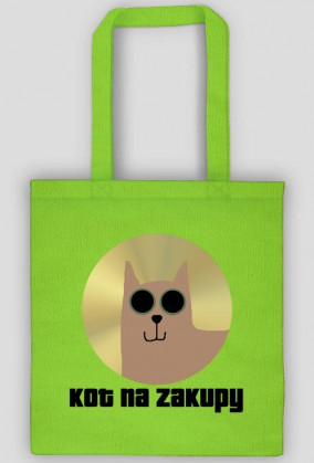 Dwustronna torba Kot na zakupy - biała, żółta, zielona