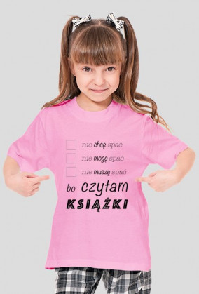 Koszulka dziewczęca Nie śpię bo czytam