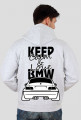 M3 E46 - Keep Calm and Love BMW (bluza męska rozpinana kapturowa) ciemna grafika