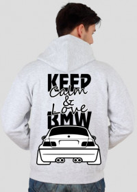 M3 E46 - Keep Calm and Love BMW (bluza męska rozpinana kapturowa) ciemna grafika