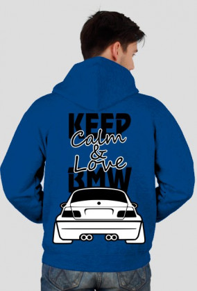 M3 E46 - Keep Calm and Love BMW (bluza męska rozpinana kapturowa) ciemna grafika