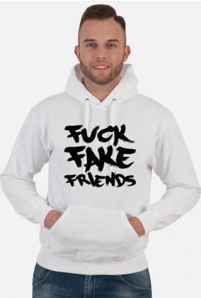 FFF - Fuck Fake Friends (bluza męska kapturowa) ciemna grafika
