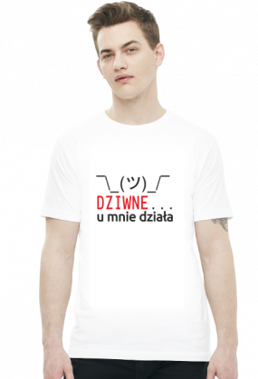 Koszulka męska prezent dla informatyka programisty na mikołajki pod choinkę, na urodziny  - Dziwne u mnie działa