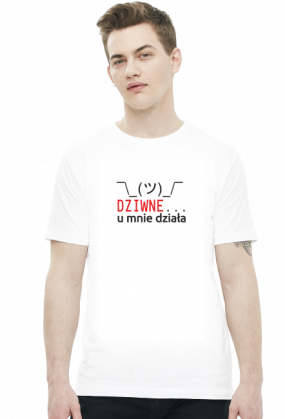 Koszulka męska prezent dla informatyka programisty na mikołajki pod choinkę, na urodziny  - dziwne u mnie działa